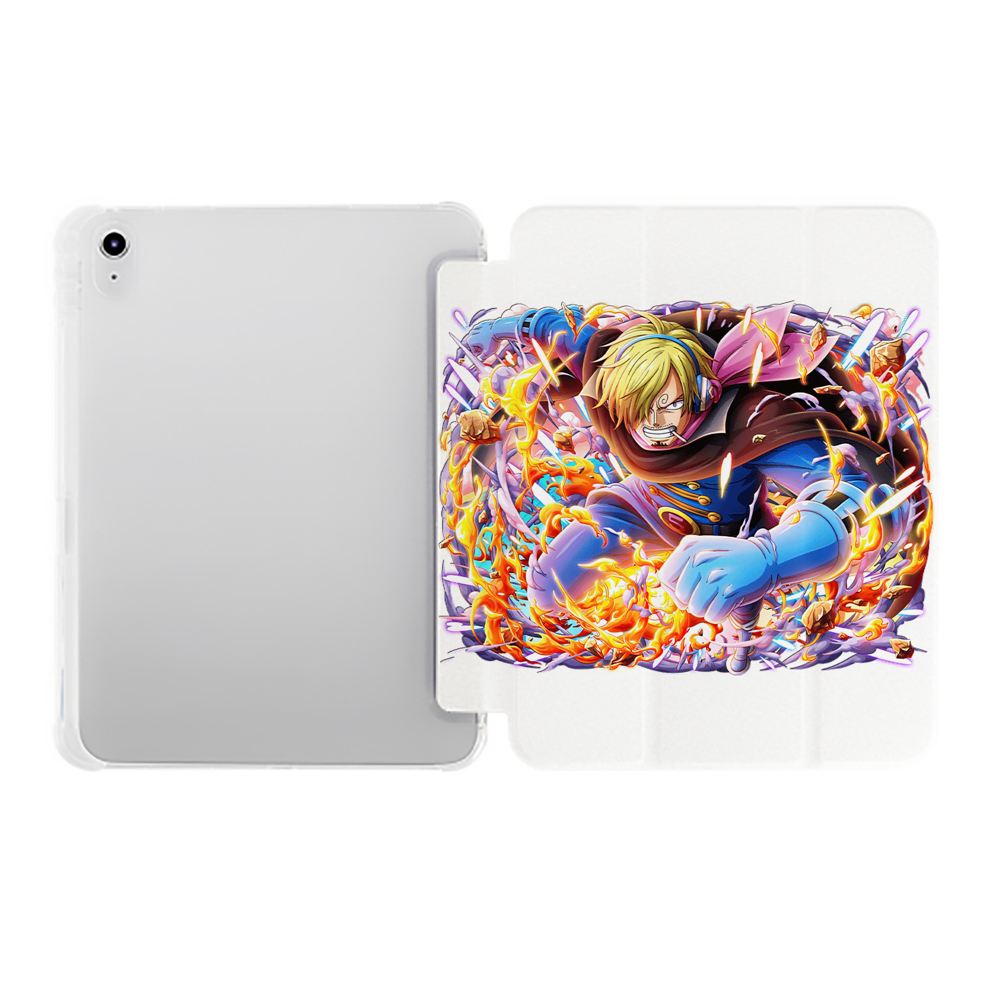 （画像用） ワンピース サンジ ONE PIECE Sanji IPad ケース ペン収納付き 三つ折りスタンド PUレザー×シリコン 対応機種9.5/10.5/10.9インチ